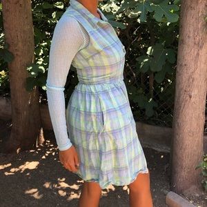 Vintage Saks 5th Ave 100% Silk Plaid Dress